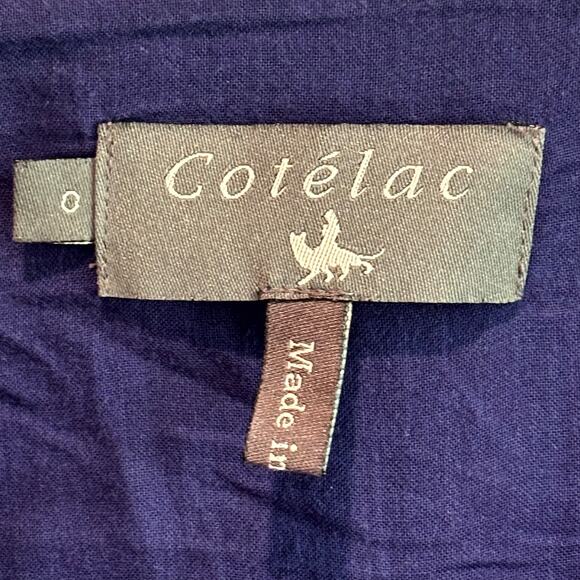 Cotelac Navy Blue Textured Blouse Top - size 0 (US 4) - Picture 2 of 4